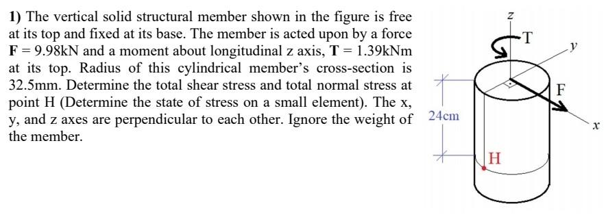 Solved N T 1) The vertical solid structural member shown in | Chegg.com