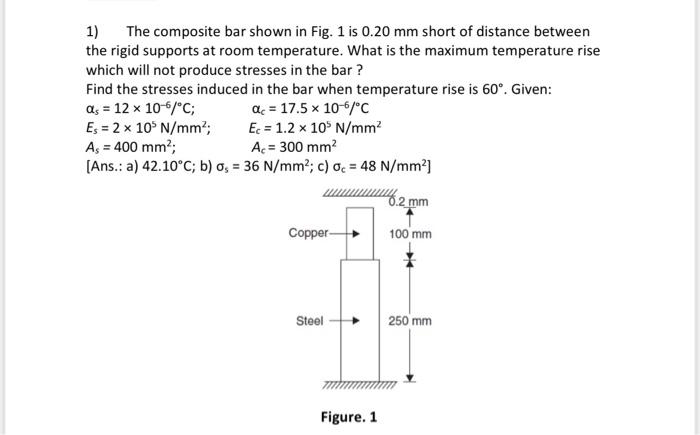 Solved 1) The composite bar shown in Fig. 1 is 0.20 mm short | Chegg.com