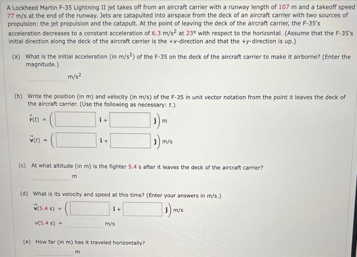 Solved Lockheed Martin F-35 Lightning II jet takes off from | Chegg.com