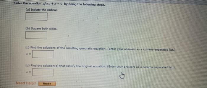 Solved Solve the equation 5x +x=0 by doing the following | Chegg.com