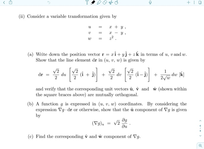 Solved Todo To Ii Consider A Variable Transformation Gi Chegg Com