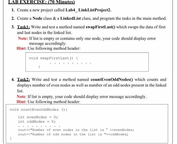 Solved LAB EXERCISE: (70 Minutes) 1. Create a new project | Chegg.com