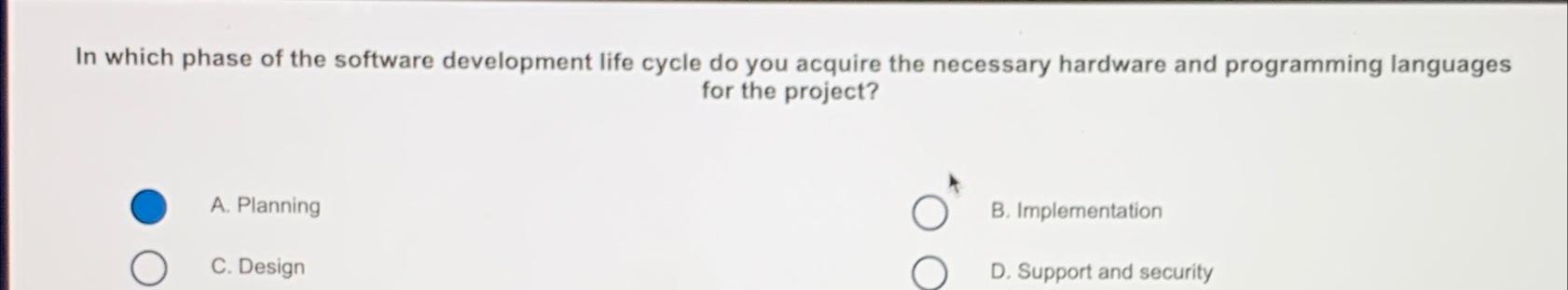 Solved In which phase of the software development life cycle | Chegg.com