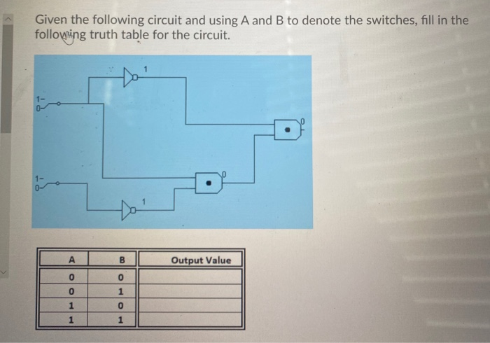 Solved Given The Following Circuit And Using A And B To | Chegg.com