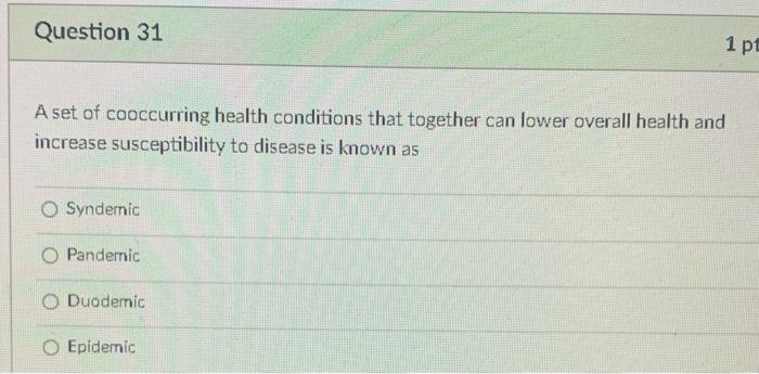 Solved Question 31 1 p. A set of cooccurring health | Chegg.com