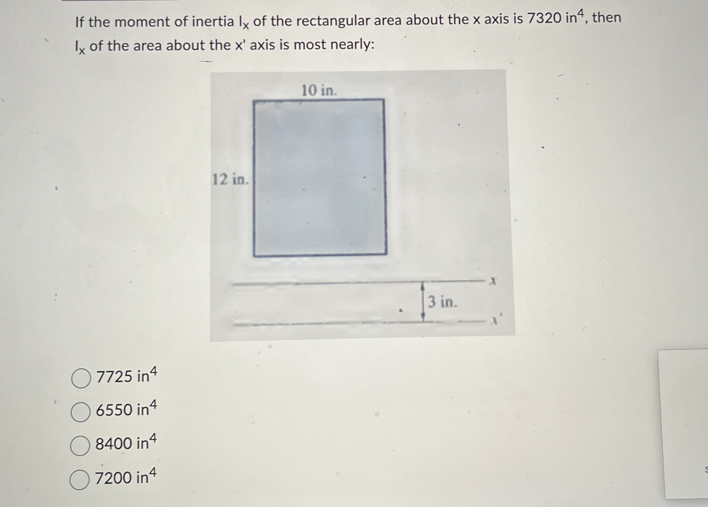 Solved If the moment of inertia Ix ﻿of the rectangular area | Chegg.com