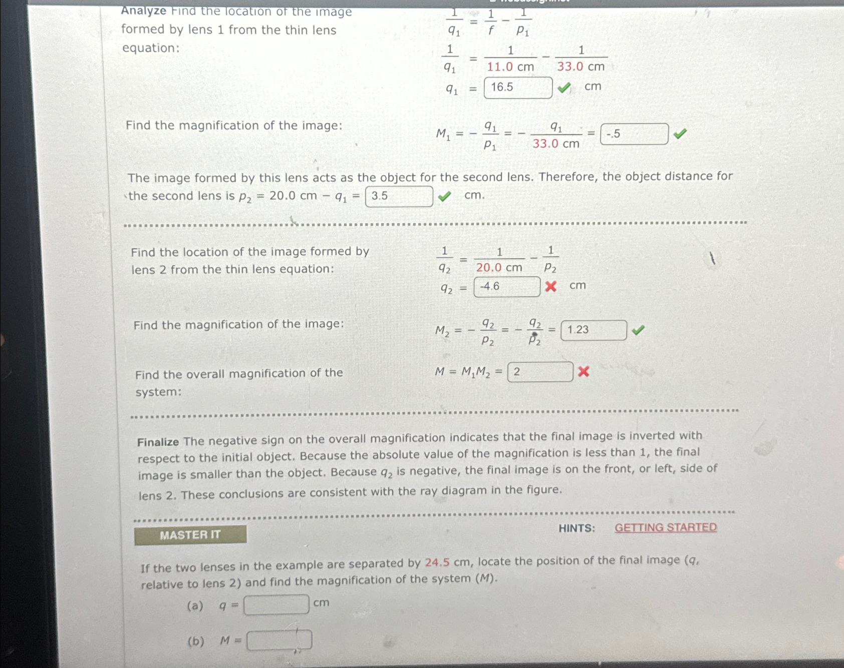 Solved Analyze find the location of the image formed by lens | Chegg.com
