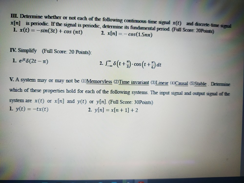 Solved III. Determine whether or not each of the following | Chegg.com