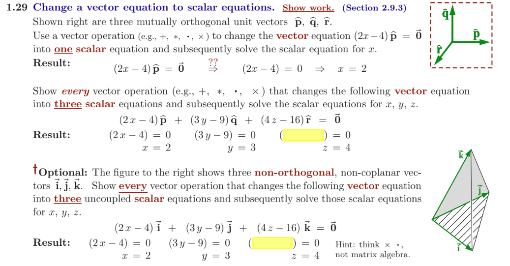 Solved 1.29 ﻿Change a vector equation to scalar equations. | Chegg.com
