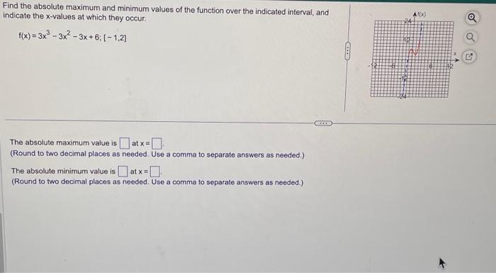 Solved Find the absolute maximum and minimum values of the | Chegg.com