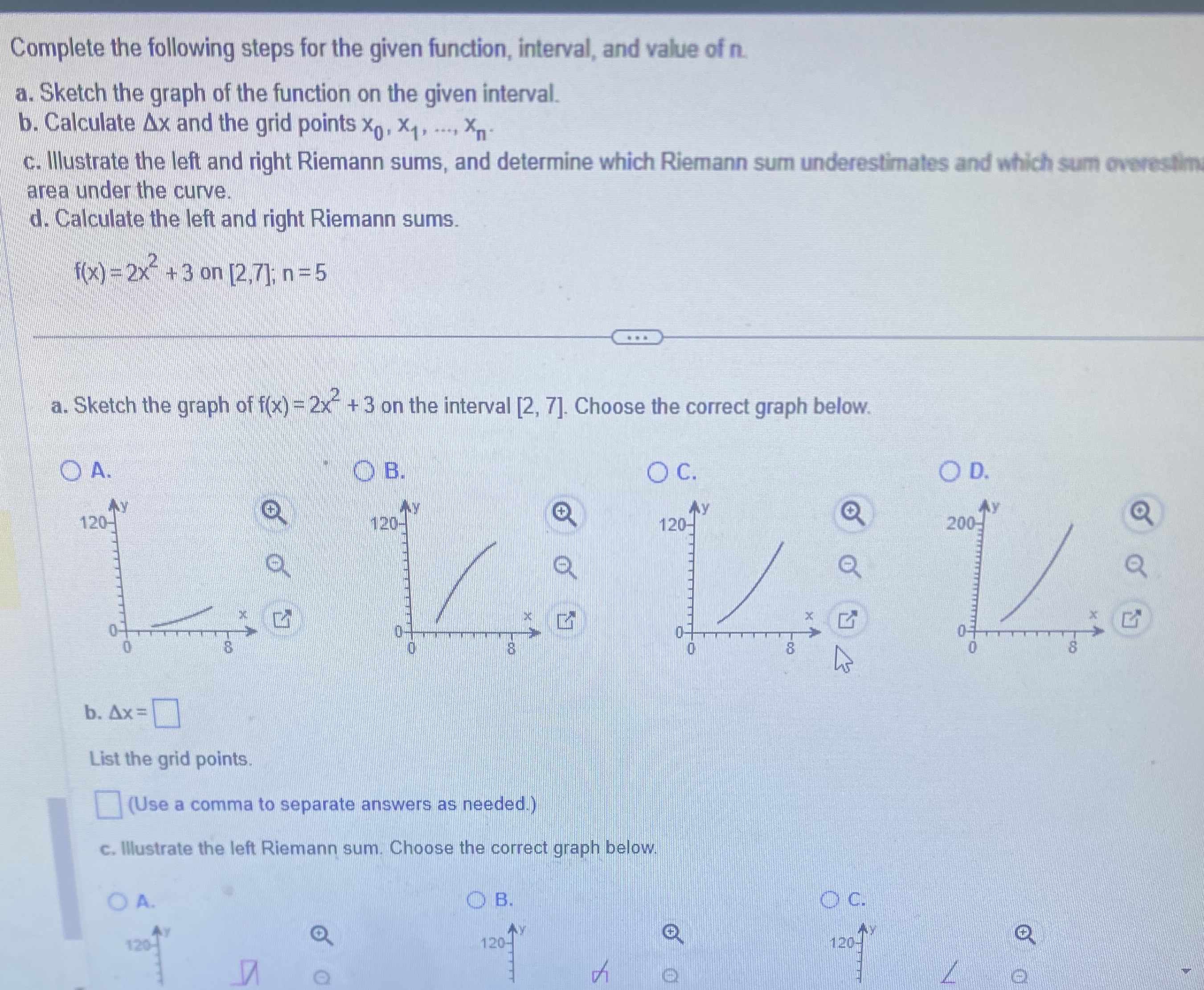 Solved Complete the following steps for the given function, | Chegg.com