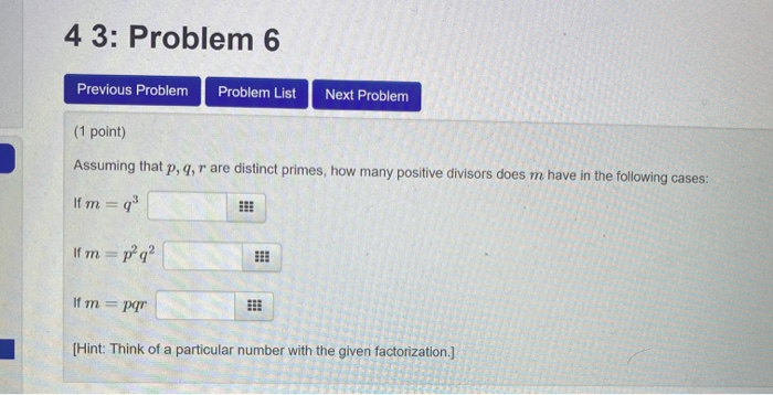 Solved 4 3: Problem 6 Previous Problem Problem List Next | Chegg.com