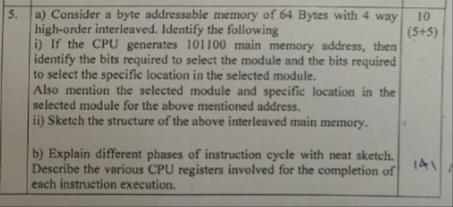 a) ﻿Consider a byte addressable memory of 64 ﻿Bytes | Chegg.com