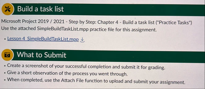Solved Build a task listMicrosoft Project 2019 / 2021 - | Chegg.com