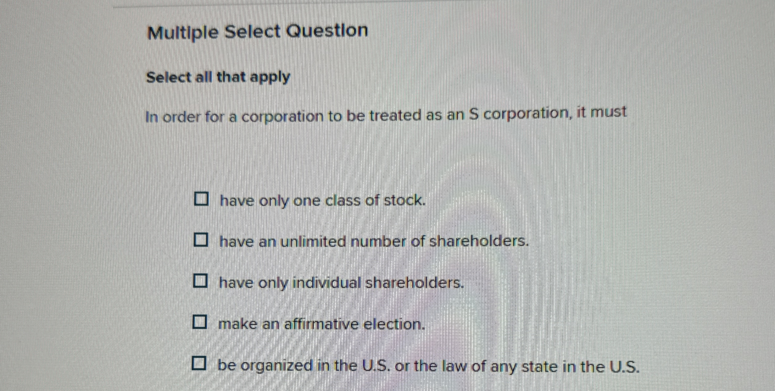 Solved Multiple Select QuestionSelect all that applyIn order | Chegg.com