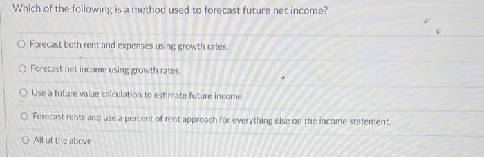 Solved Which of the following is a method used to forecast | Chegg.com