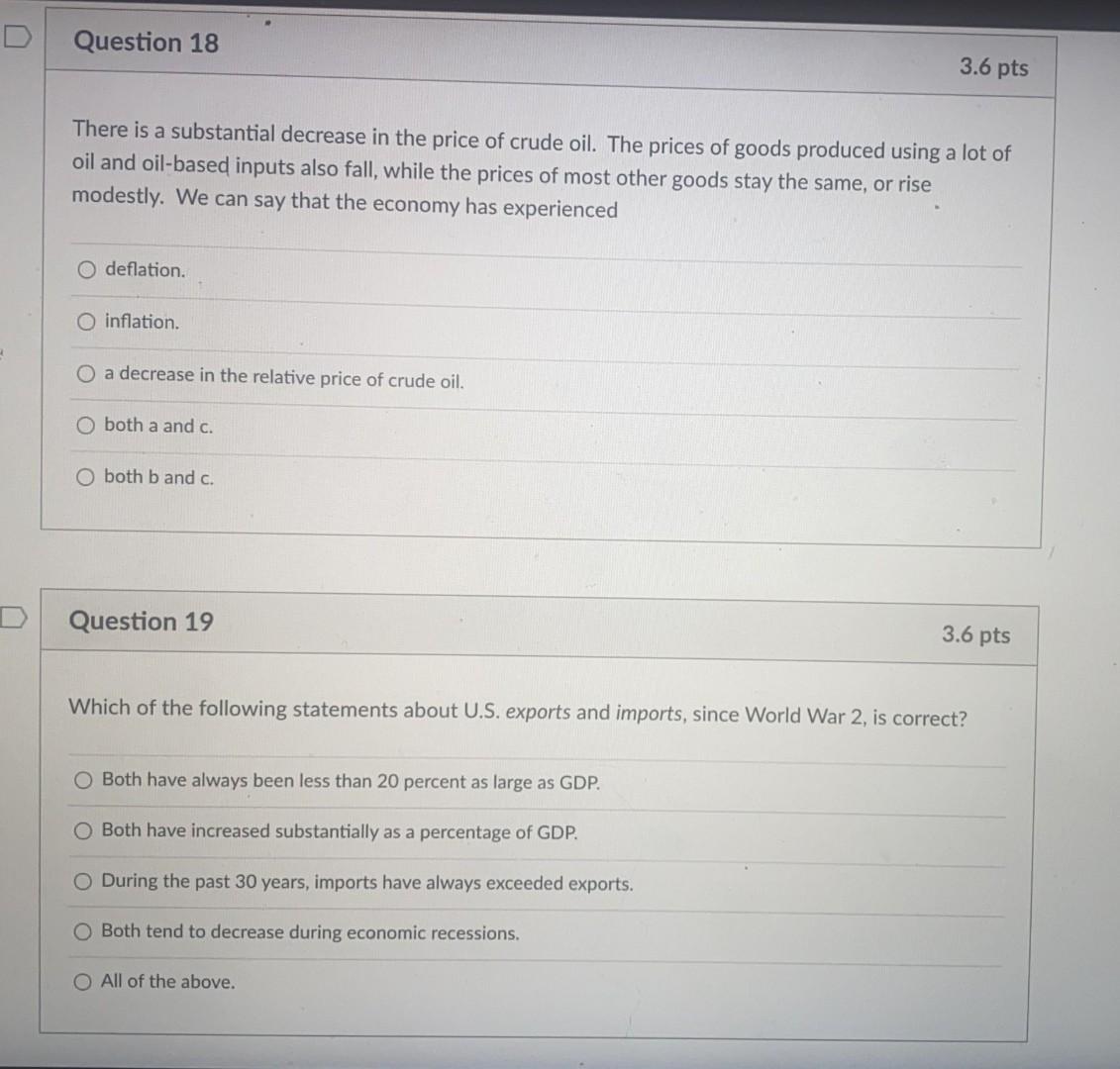 Solved Question 18 3.6 pts There is a substantial decrease | Chegg.com