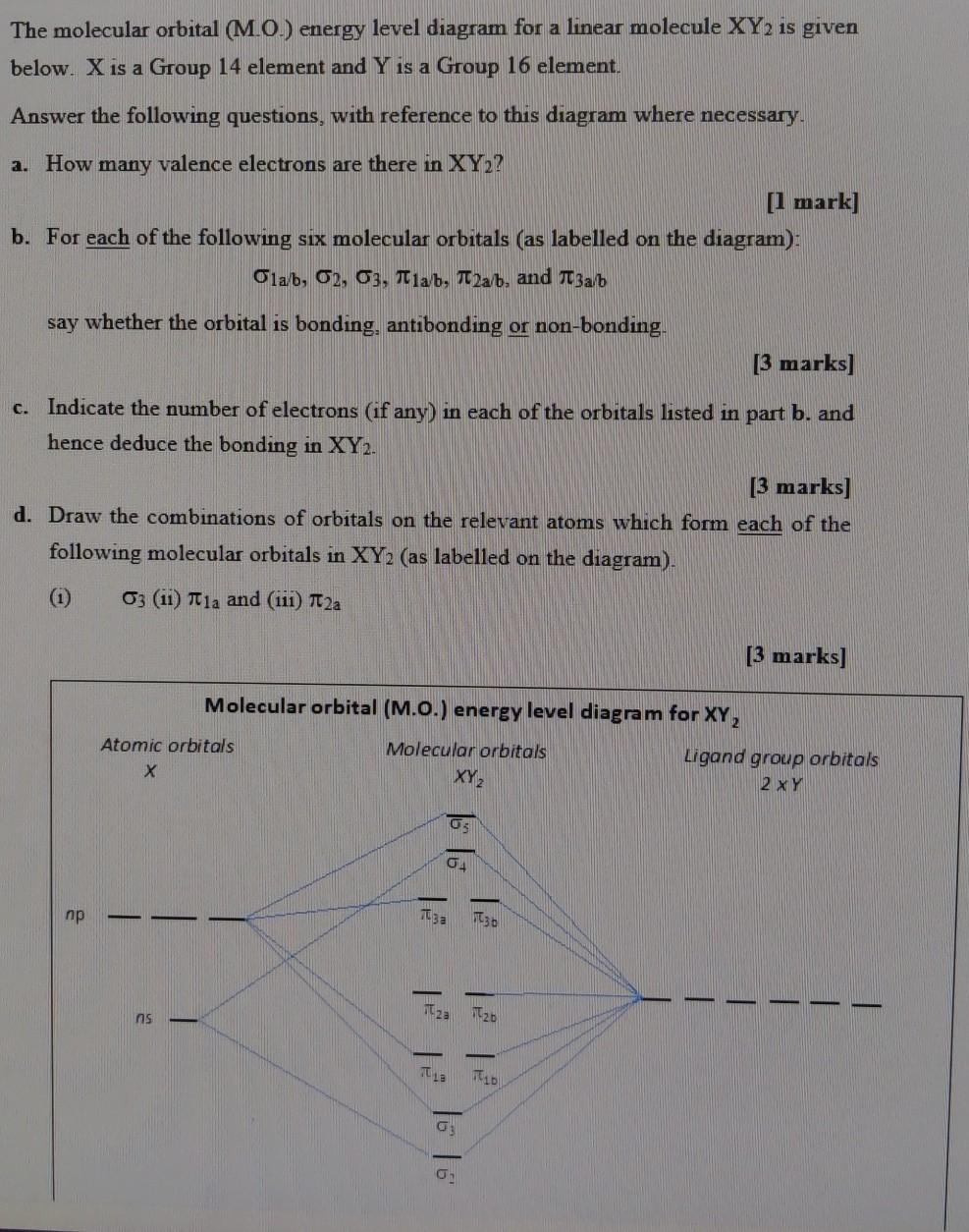 Solved The molecular orbital (M.O.) energy level diagram for | Chegg.com