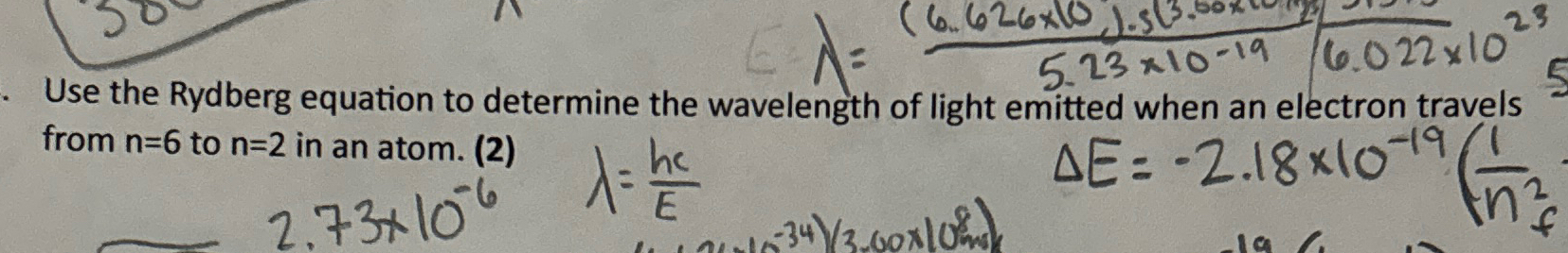 Solved Use the Rydberg equation to determine the wavelength | Chegg.com