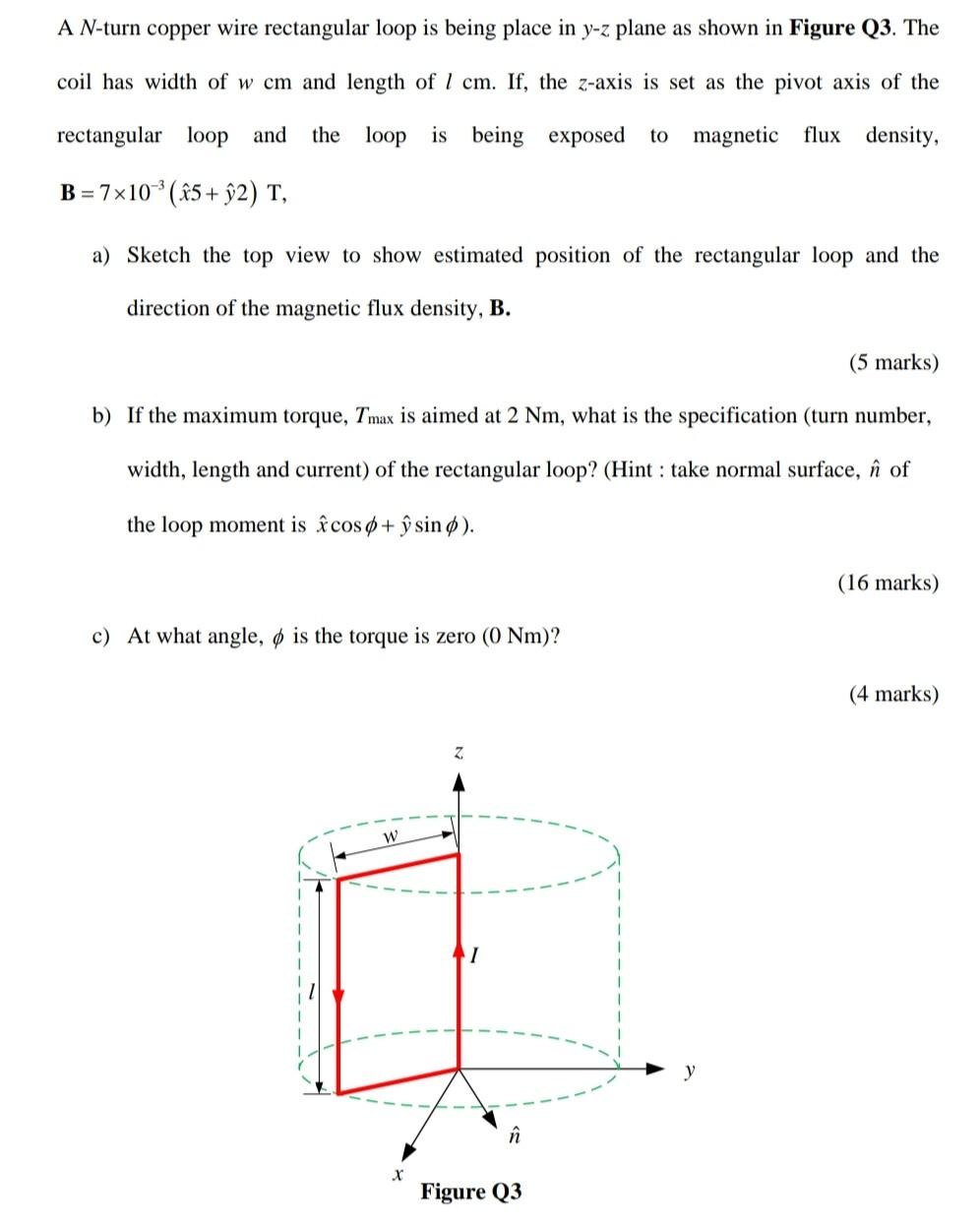 Solved A N-turn copper wire rectangular loop is being place | Chegg.com