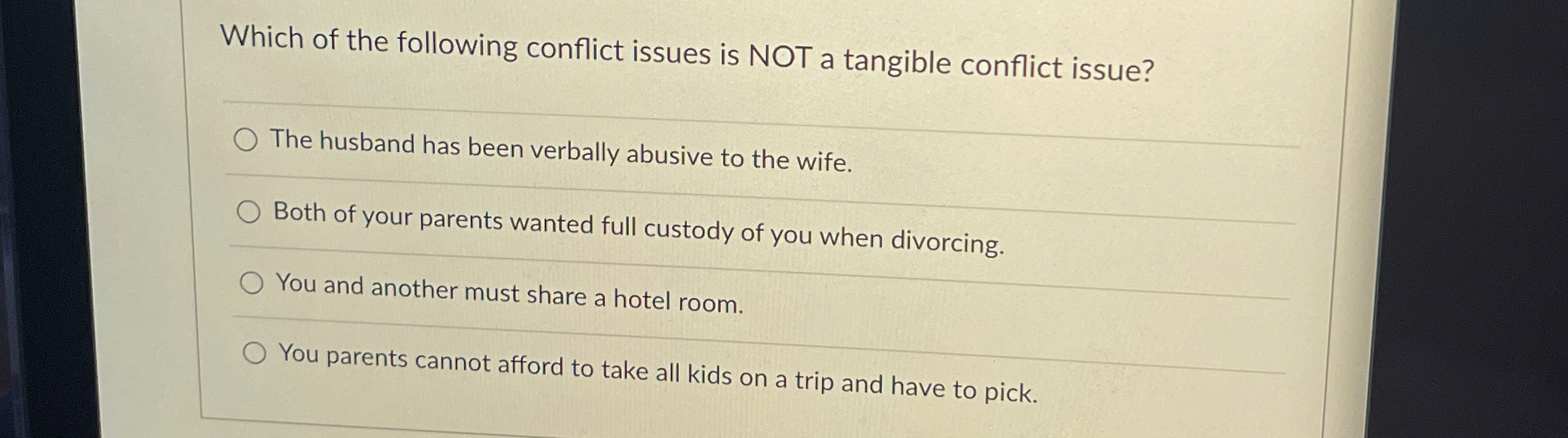 Solved Which of the following conflict issues is NOT a | Chegg.com