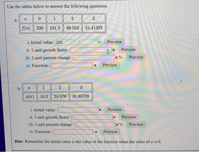 Solved Use the tables below to answer the following | Chegg.com