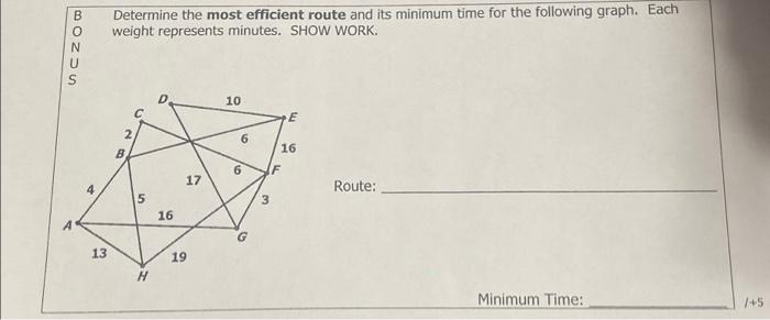 Solved BONUS A 4 13 Determine the most efficient route and | Chegg.com
