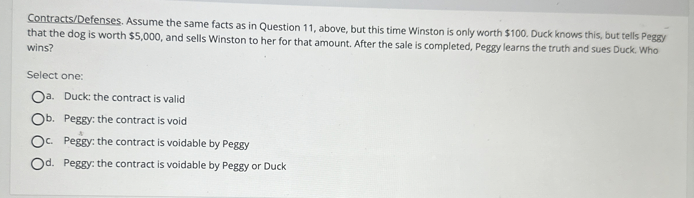 Solved Contracts/Defenses. ﻿Assume the same facts as in | Chegg.com