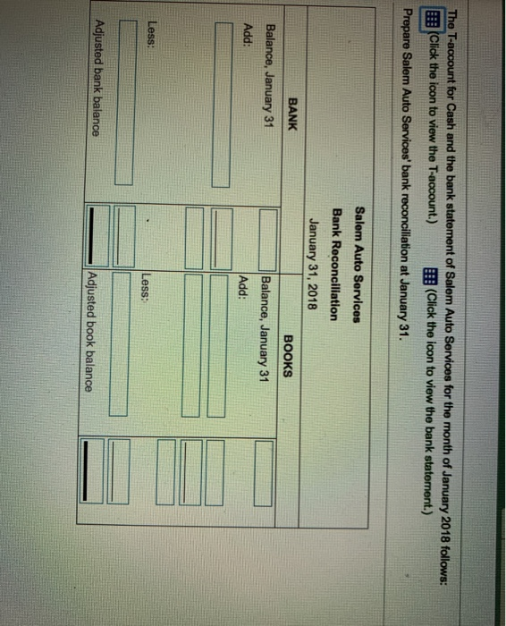 Solved The T Account For Cash And The Bank Statement Of S