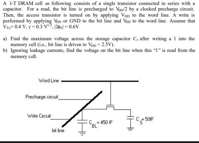 Solved A 1-T DRAM cell as following consists of a single | Chegg.com