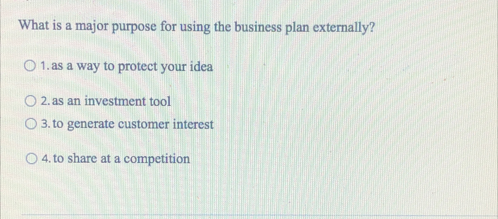 what is the purpose of a business plan chegg