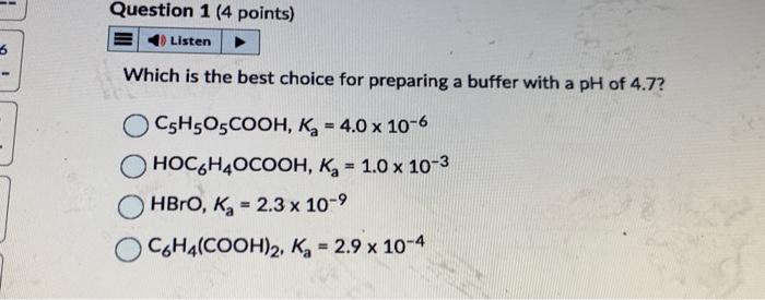 Solved Which is the best choice for preparing a buffer with | Chegg.com