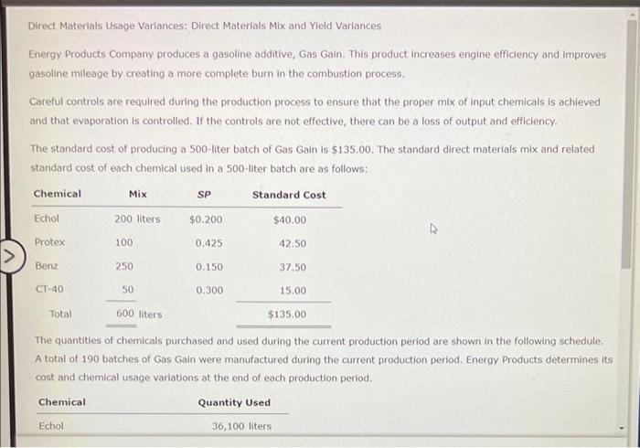 Solved Direct Materials Usage Variances: Direct Materials | Chegg.com