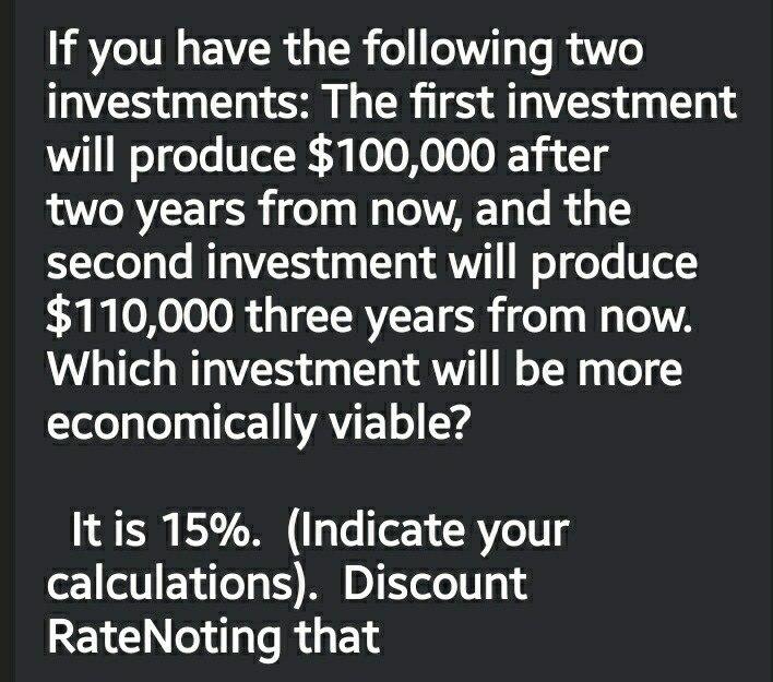 Solved If you have the following two investments: The first | Chegg.com
