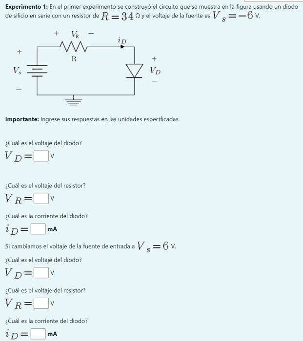 Experimento 1: En el primer experimento se construyó el circuito que se muestra en la figura usando un diodo de silicio en se