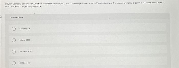 Solved Clayton Company borrowed $6,200 from the State Bank | Chegg.com