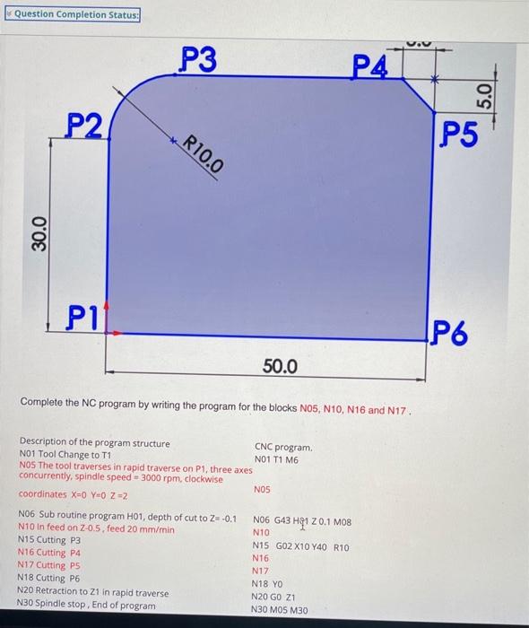 Solved CNC MILLING PROGRAM for the given work piece using | Chegg.com