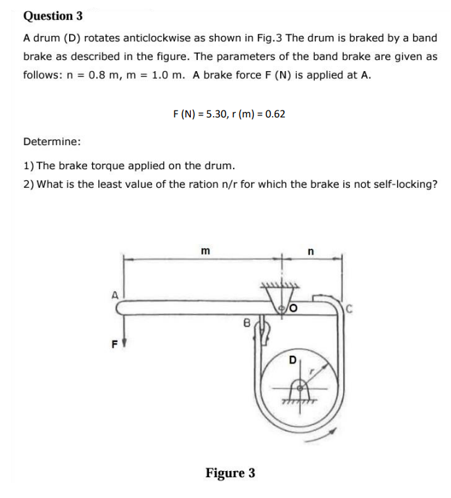 Solved Question 3A drum (D) ﻿rotates anticlockwise as shown | Chegg.com