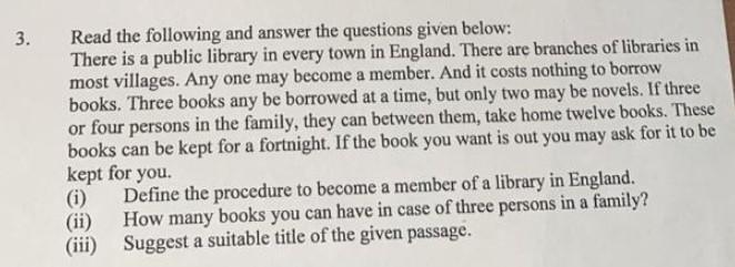 3. Read The Following And Answer The Questions Given | Chegg.com