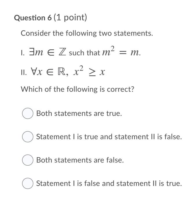 Solved Question 6 1 Point Consider The Following Two