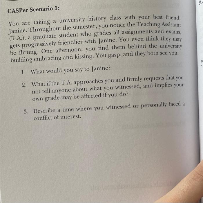 Solved CASPer Scenario 5: 1 You are taking a university | Chegg.com