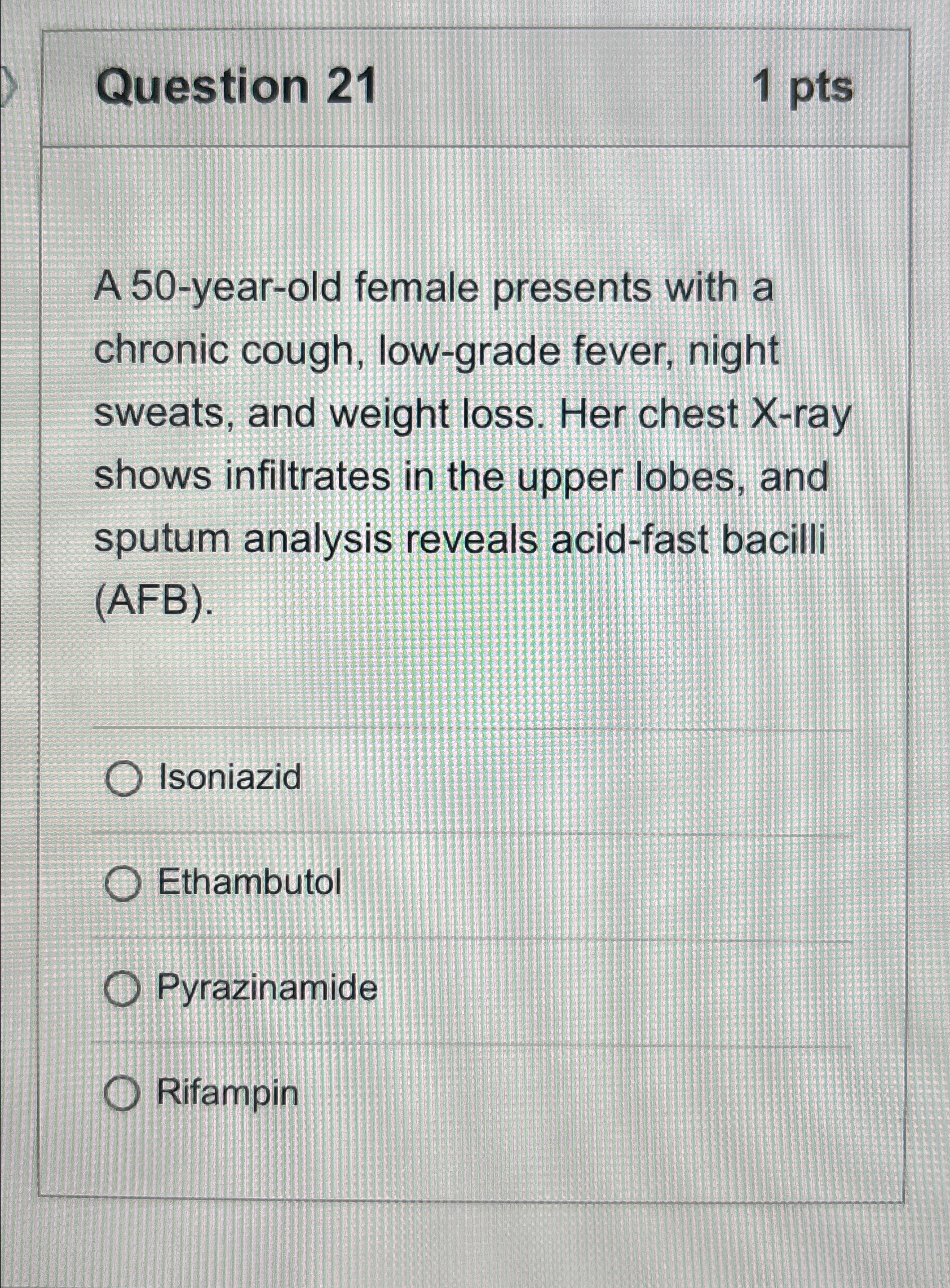 Solved Question 211 ﻿ptsA 50-year-old female presents with a | Chegg.com