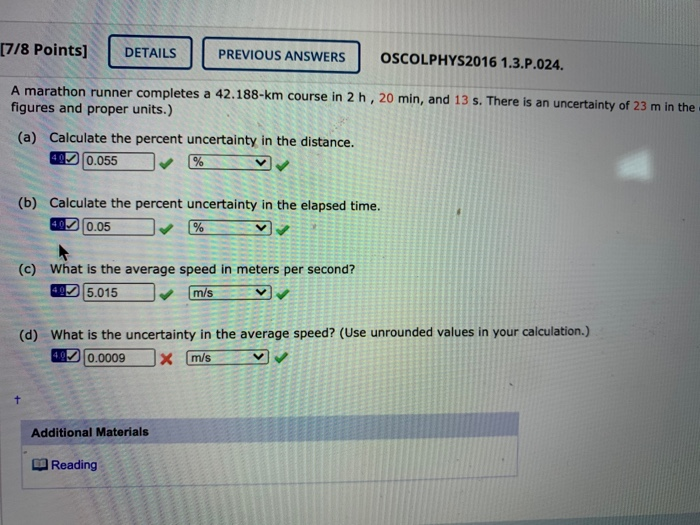Solved A marathon runner completes a 42.188km course in 2 h