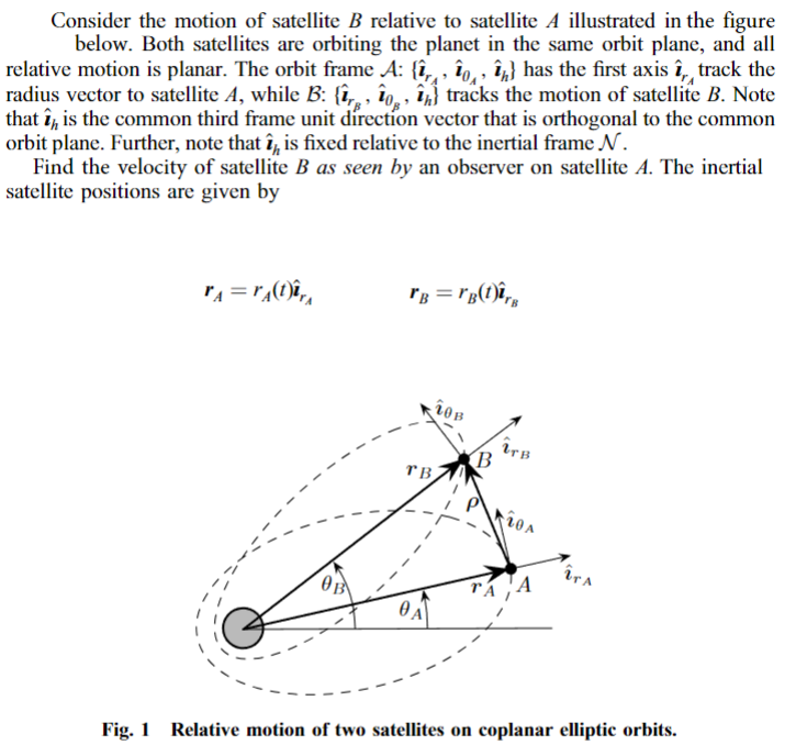 Consider The Motion Of Satellite B ﻿relative To | Chegg.com