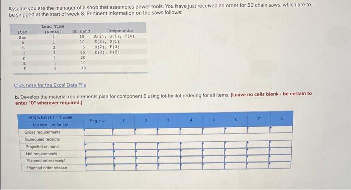 Solved Assume you are the manager of a shop that assembles | Chegg.com