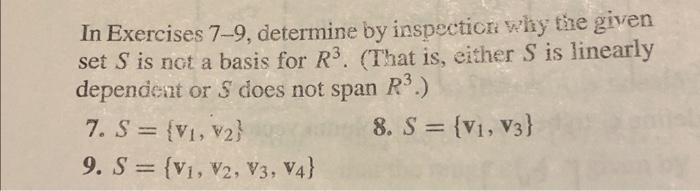 Solved In Exercises 7-9, determine by inspection why the | Chegg.com