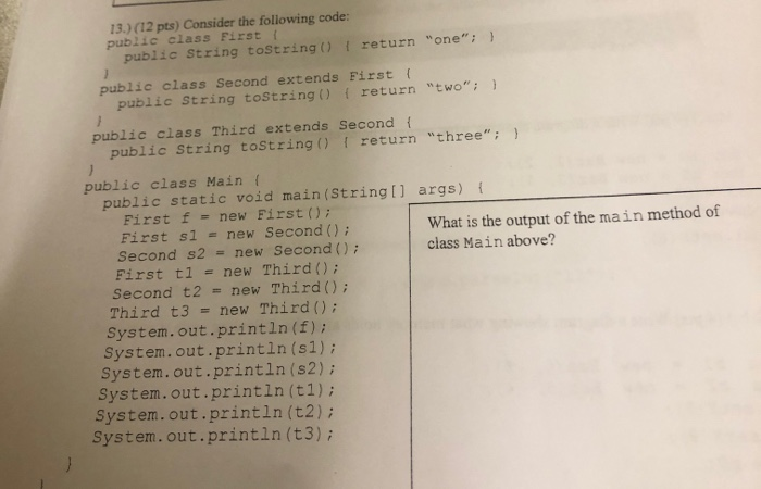 Solved 13.) (12 pts) Consider the following code: public | Chegg.com