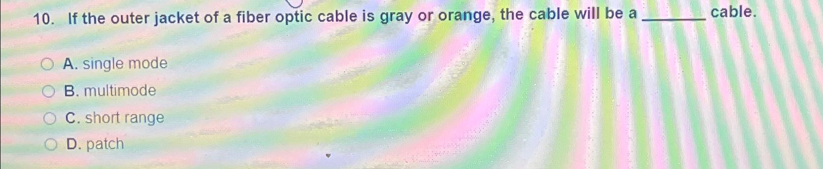 Solved If the outer jacket of a fiber optic cable is gray or | Chegg.com
