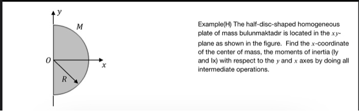Solved M Example(H) The half-disc-shaped homogeneous plate | Chegg.com