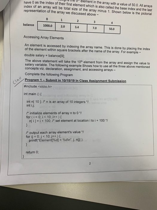 Solved PROGRAM 2: Write a C Program that initializes and an | Chegg.com